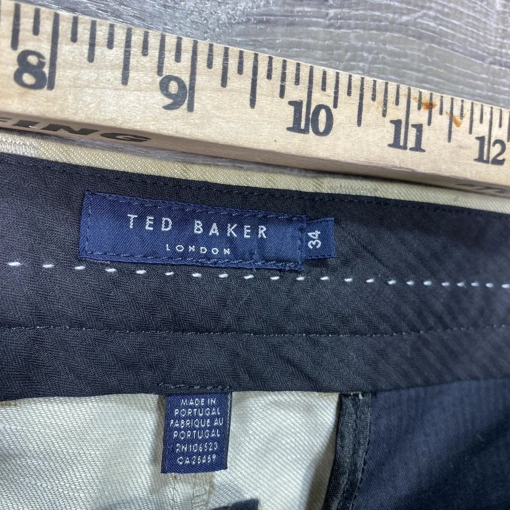 Ted Baker London‎ Pants Mens 34 Beige Khaki Flat Front Dress Chino Trousers